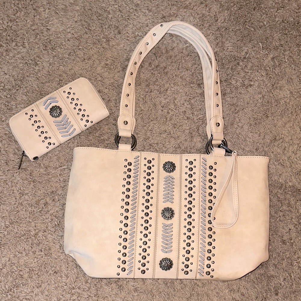 American bling large shoulder bag and wallet